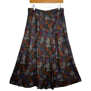 Westminsterlace VTG womens 12 floral print high waisted pleaded midi skirt farm